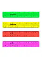 Набор из 4 пластиковых линеек ErichKrause Neon Solid, 15 см, ассорти (в пакете по 20 шт)