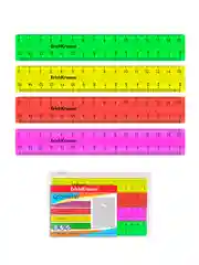 Набор из 4 пластиковых линеек ErichKrause Neon Solid, 15 см, ассорти (в пакете по 20 шт)