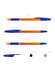 Набор из 8 ручек шариковых ErichKrause R-301 Stick&Grip Orange 0.7, цвет чернил синий