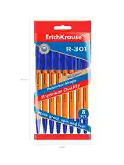 Набор из 8 ручек шариковых ErichKrause R-301 Stick&Grip Orange 0.7, цвет чернил синий