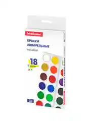Краски акварельные ErichKrause 18 цветов (в коробке с европодвесом)