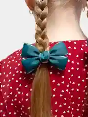 Тёмно-бирюзовый бантик на резинке, для девочек, ручная работа, репсовая лента