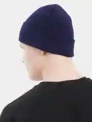 Синий меланж шапка с отворотом зимняя двухслойная