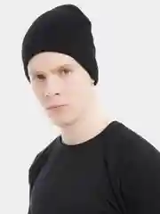 Черный шапка с отворотом зимняя двухслойная