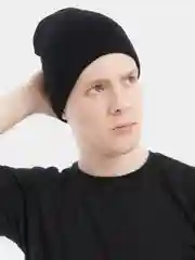 Черный шапка с отворотом зимняя двухслойная