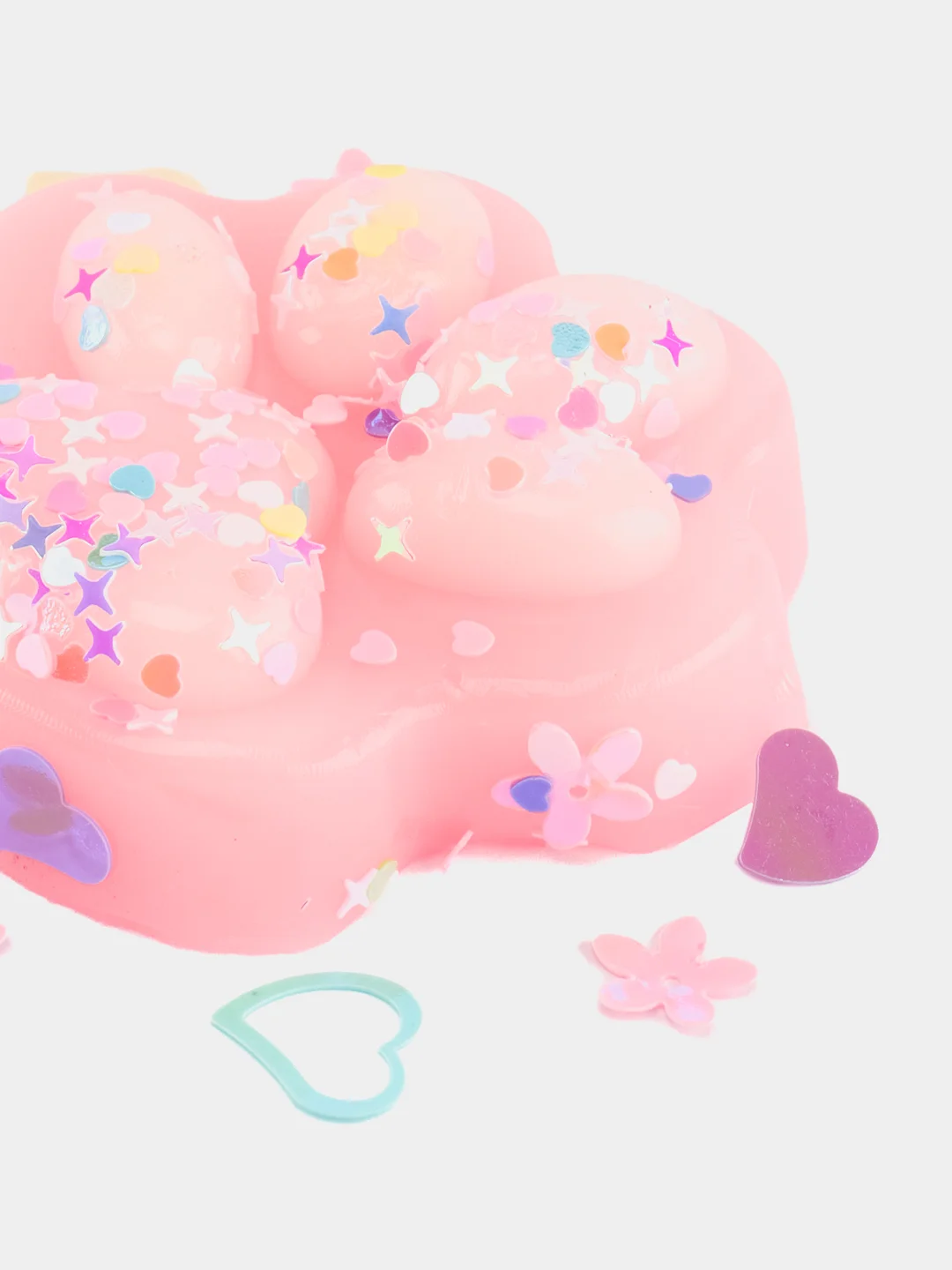 Розовый сквиш Лапа, Лапка кошачья, антистресс, игрушка, мялка-жмялка, тянучка, ярких цветов, с блёстками
