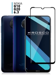 Защитное стекло ROSCO для Nokia G20 / G10 / 6,3 с олеофобным покрытием и черной рамкой