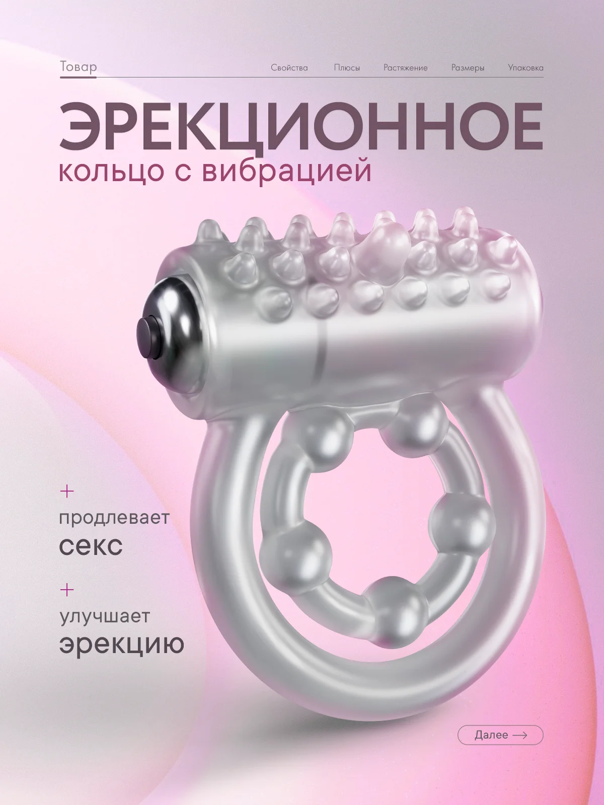 Прозрачный двойное виброкольцо, эрекционное кольцо с вибрацией на пенис и мошонку, стимуляция клитора