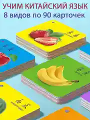 Карточки обучающие, китайский язык с транскрипцией, 90 карточек на кольце, развивающие