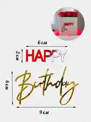 Красный топпер для украшения торта Happy birthday