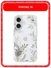 Кремовый силиконовый чехол на Apple iPhone 16 / Айфон 16 прозрачный, с принтом, защита камеры