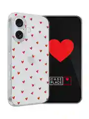 Коралловый меланж силиконовый чехол на Apple iPhone 16 / Айфон 16 прозрачный, с принтом, защита камеры