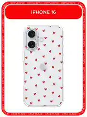 Коралловый меланж силиконовый чехол на Apple iPhone 16 / Айфон 16 прозрачный, с принтом, защита камеры