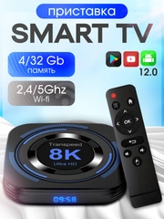 Цифровая смарт тв приставка для телевизора Transpeed 4G/32Gb Android 12
