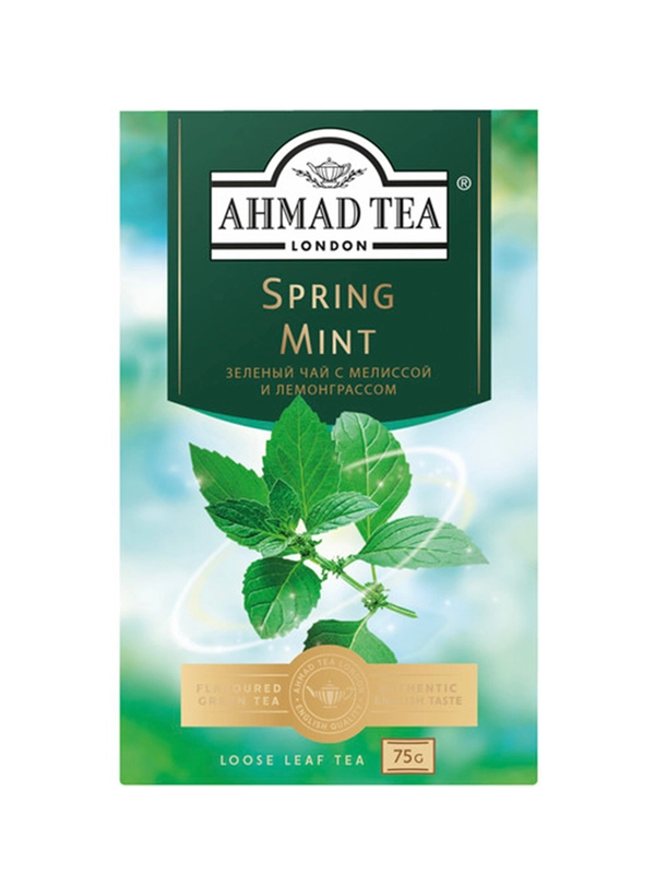 Чай "Ahmad Tea", Зеленый с мелиссой, мятой и лимон.сорго, картон.коробка, 75г,