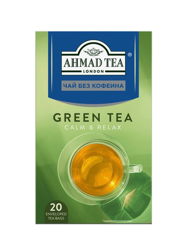 Чай "Ahmad Tea", Зелёный без кофеина, пакетики с ярлычками в конвертах, 20х1,5г,