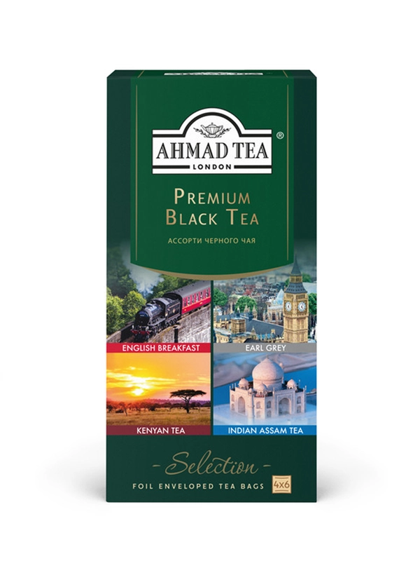 Ассорти чёрного чая Ahmad Tea Premium Black Tea, 4 вкуса (24 пакетика)