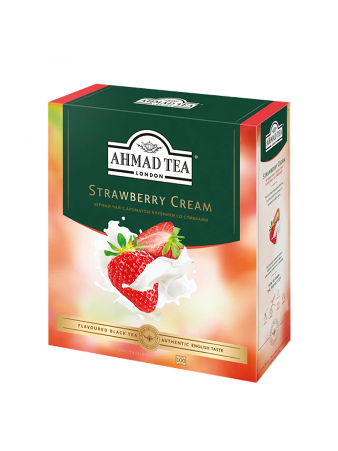 Чай "Ahmad Tea", Строуберри Крим, чёрный, пакетики в конвертах, 100x1,5г,