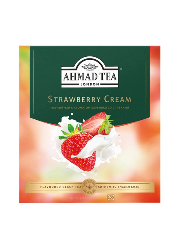 Чай "Ahmad Tea", Строуберри Крим, чёрный, пакетики в конвертах, 100x1,5г,