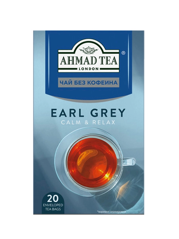 Чай "Ahmad Tea", Эрл Грей, Чёрный чай без кофеина, пакетики в конвертах, 20х1,8г,