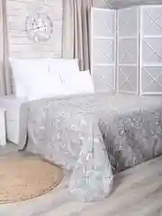 Покрывало двустороннее стеганное Mona Liza "Ажур" Серо-беж 200*220, 509175/5