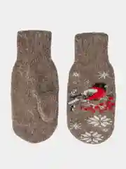 Коричневый подарочный набор варежки и носки зимние, подарок на Новый год девушке, девочке