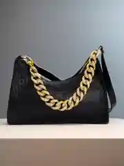 Черный сумка багет с модной цепью