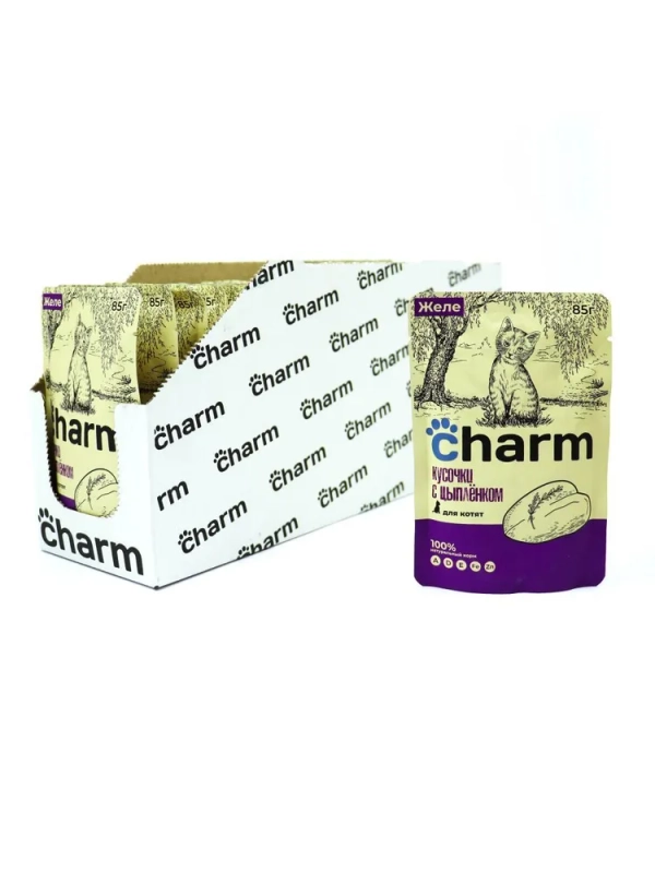 Влажный корм Charm, цыпленок в желе для котят, пауч, 85 г *25 шт