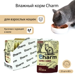 Влажный корм Charm "курица в желе", для кошек, 85г *25 шт