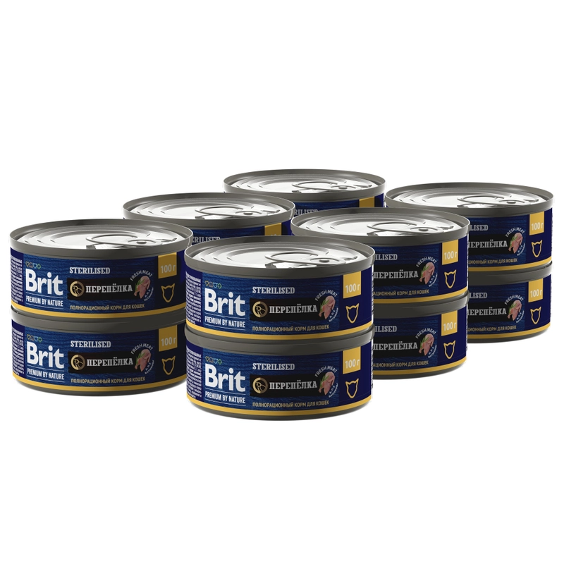 Корм влажный Brit Premium, для стерилизованных кошек, с мясом перепёлки, 100 г *12шт