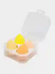 Желтый спонж для макияжа, в футляре, набор 4 штуки