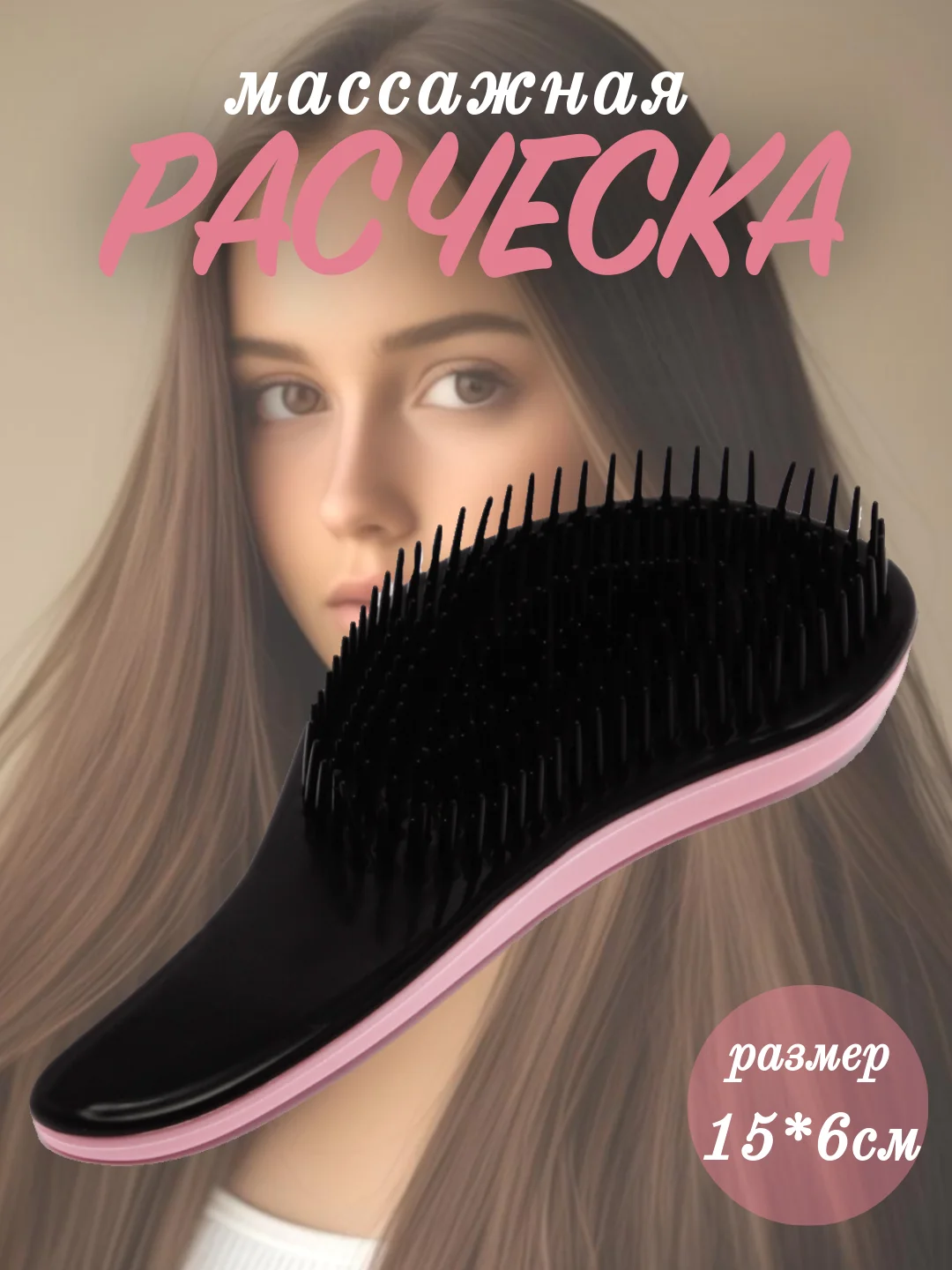 Розовый расческа щетка для волос массажная