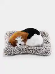 Коричневый мягкая игрушка "Спящий котик и щенок на подушке" со звуками