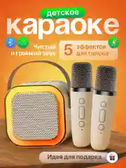 Караоке колонка беспроводная, с 2 микрофонами, для детей
