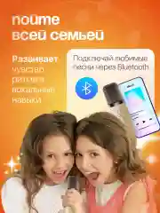 Караоке колонка беспроводная, с 2 микрофонами, для детей