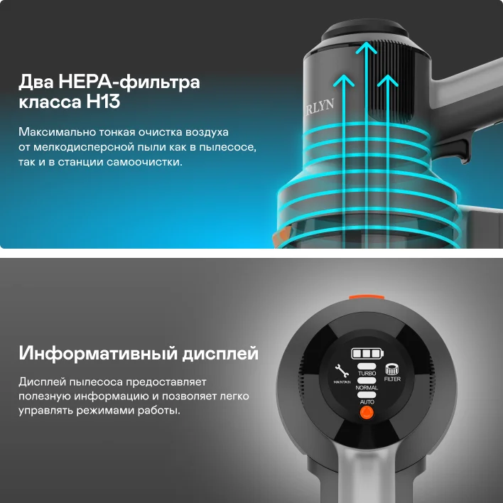 Вертикальный пылесос со станцией самоочистки GARLYN MDC-1000