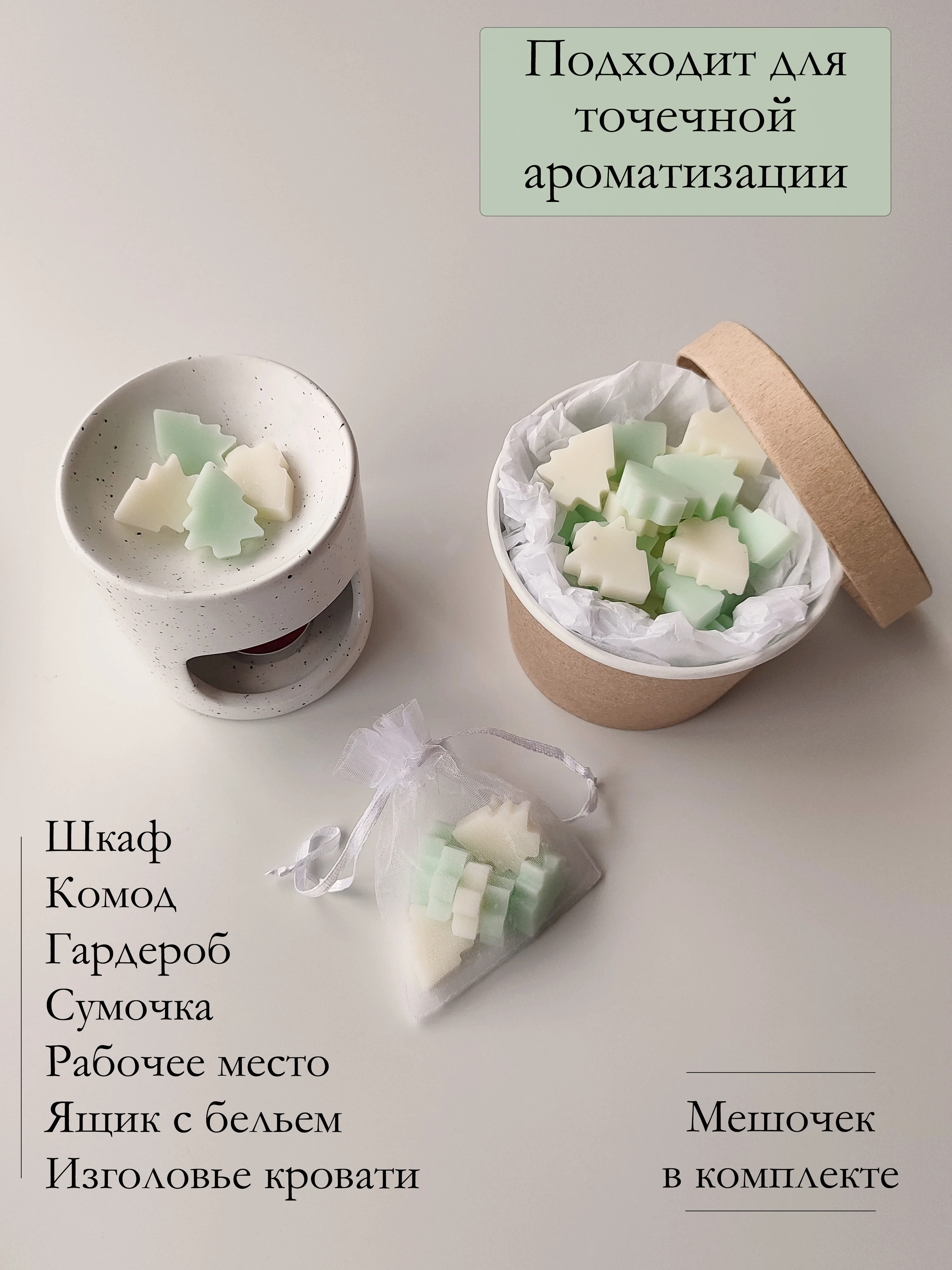 Бирюзовый подарочный набор Аромасаше / Саше для белья / Саше для шкафа / Wax melts для аромалампы