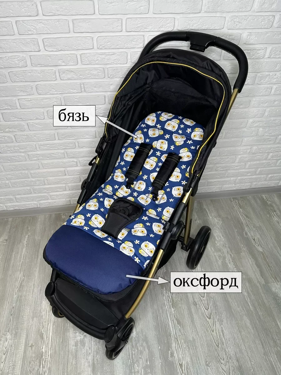 Голубой матрасик двусторонний в коляску