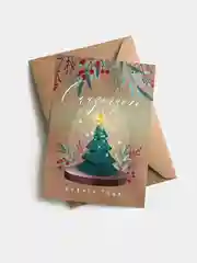 Индиго открытка "С новым годом", 10 х 15 см, авторская, с конвертом