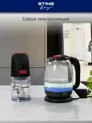 Красный чайник электрический STINGRAY ST-KT3005A стеклянный/ 2200W/ 1.7л