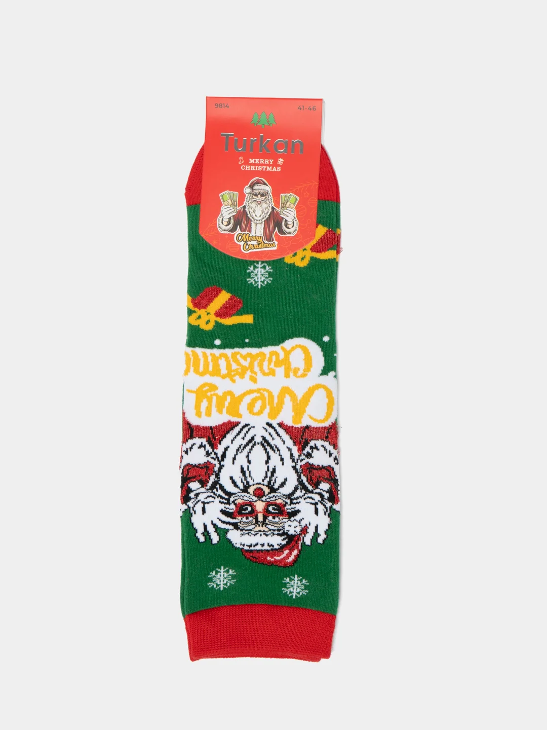 Зеленый новогодние носки, мужские, хлопок, подарочные