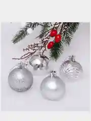 Серебряный новогодние шары 5 см (набор 4 шт) "Микс фактур"