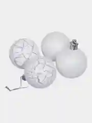Белый новогодние шары 5 см (набор 4 шт) "Микс фактур"
