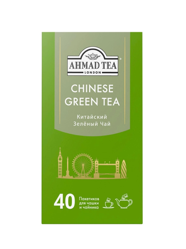 Чай "Ahmad Tea", зеленый "Китайский", пакетики б/ярлычков, 40х1,8г,