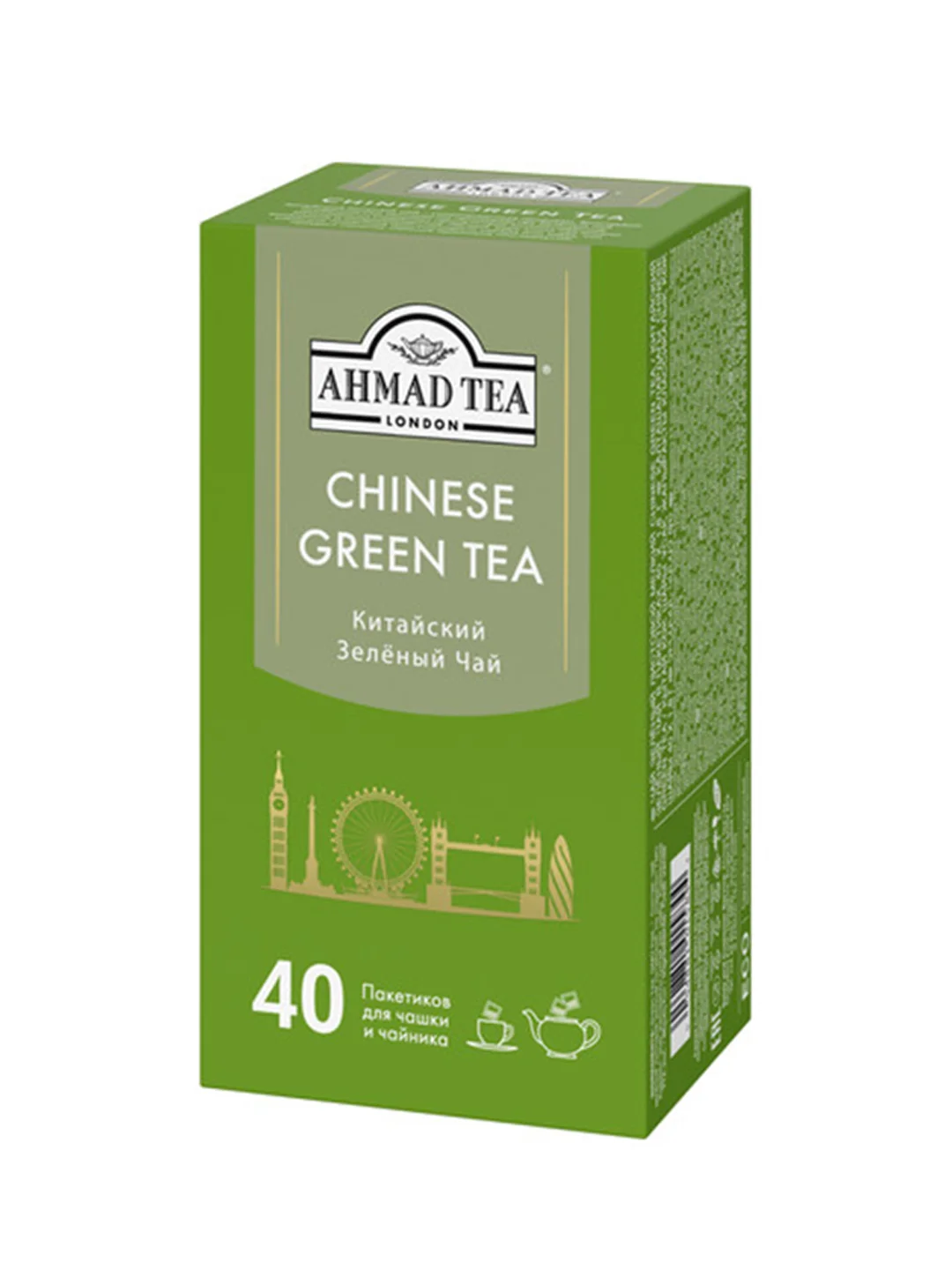 Чай "Ahmad Tea", зеленый "Китайский", пакетики б/ярлычков, 40х1,8г,