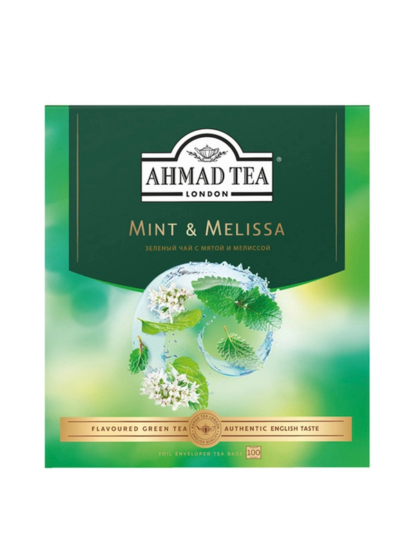 Чай "Ahmad Tea", Мята-Мелиса, зелёный, пакетики в конвертах, 100x1,8г,