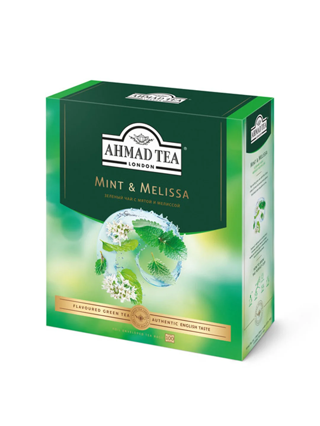 Чай "Ahmad Tea", Мята-Мелиса, зелёный, пакетики в конвертах, 100x1,8г,