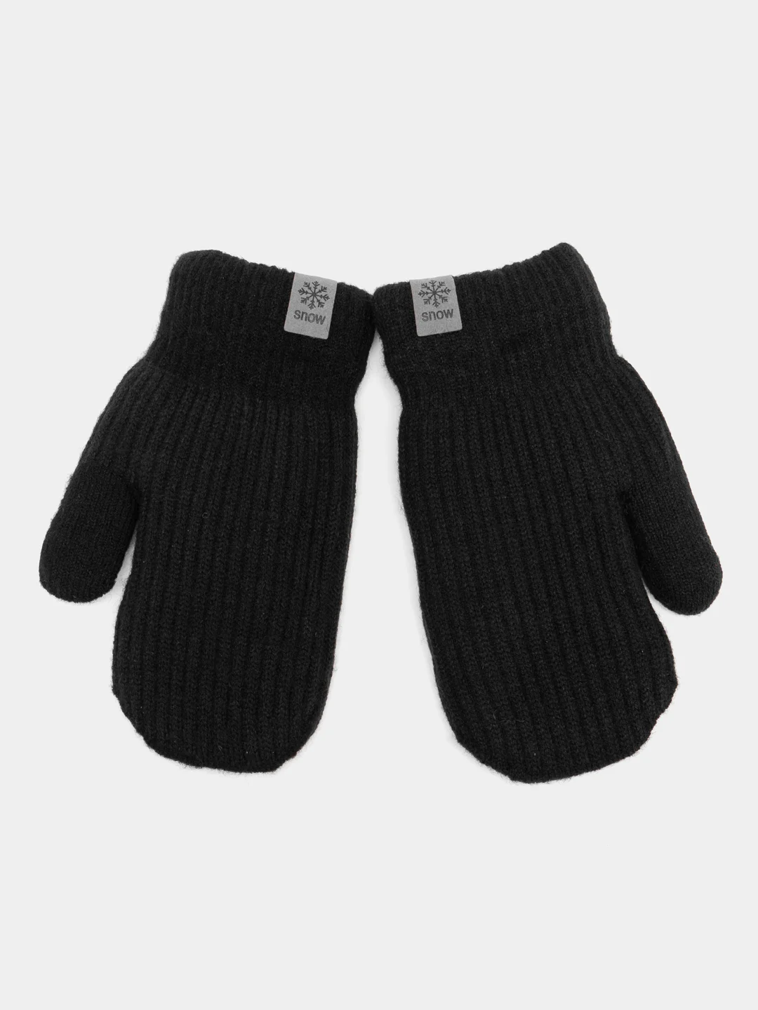 Черный детские зимние варежки с мехом 4-6 лет