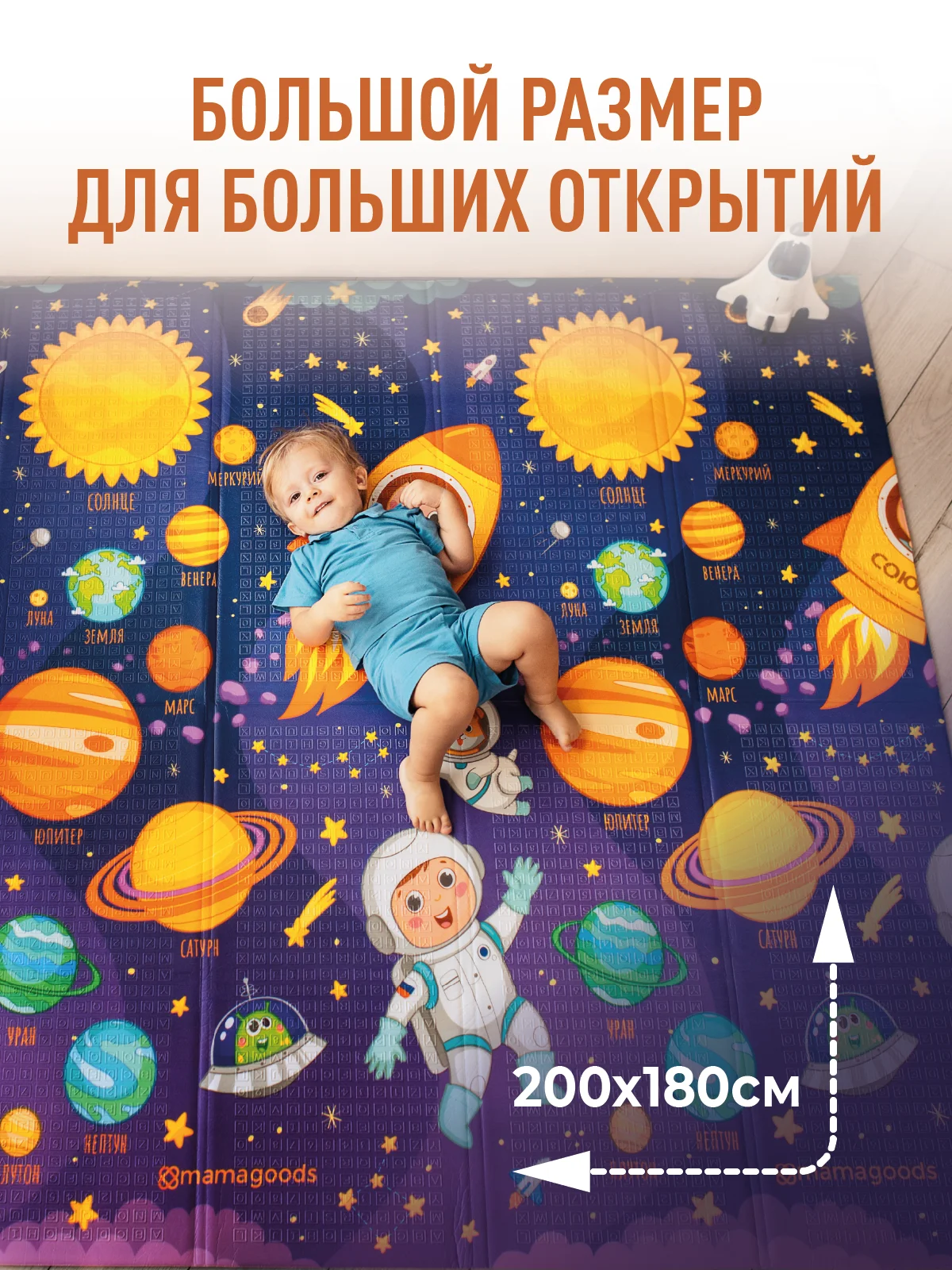 Аметистовый детский коврик для ползания, складной, двухсторонний, игровой, термоковрик Mamagoods, 180 х 200