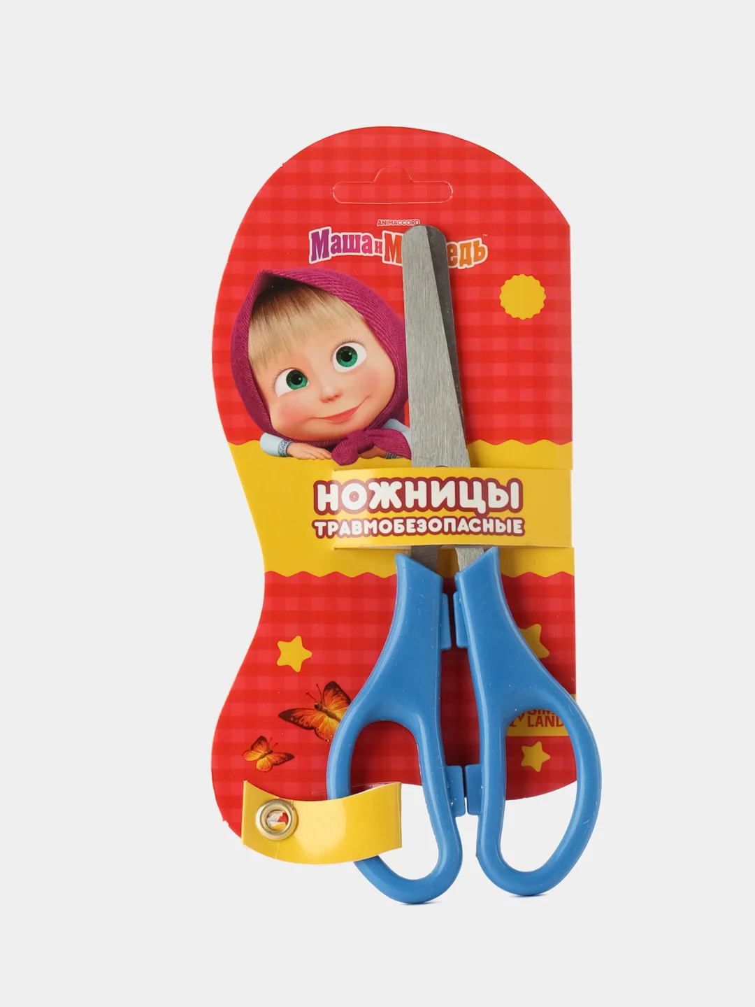 Голубой ножницы детские 12 см, безопасные, пластиковые ручки